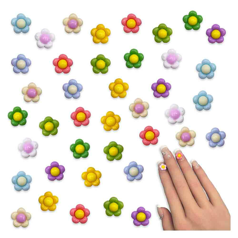 ネイルパーツ 花 9mm ミックス パステル 蓄光 100個 フラワー ぷっくり フラワー 3...