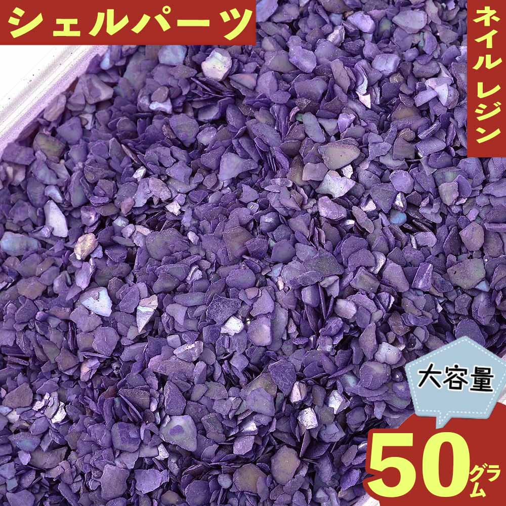 シェルパーツ パウダー 紫 50g 2ー4mm ネイル 貝殻 レジン ネイルアート デコレーション クラッシュシェル パーツ BD3367