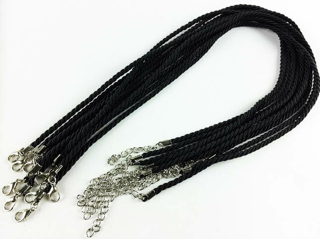 ＼本日ポイント10倍／【まとめ買いがお得】 ネックレス 紐 10本 ブラック 黒 麻縄タイプ（化繊） 編め..