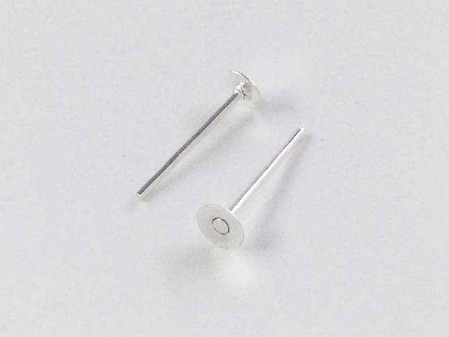 ピアスパーツ　シルバー　丸皿　4mm　平皿　白銀　100個　セット　ハンドメイド　ピアス金具　台座付き　アクセサリーパーツ　（AP0618）