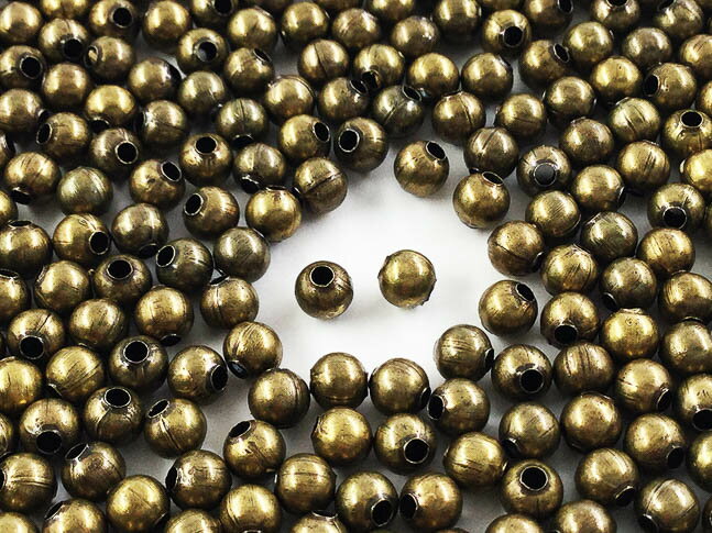 ＼本日ポイント10倍／【まとめ買いがお得】 メタルビーズ　4mm　500個　金古美　アンティークゴールド..