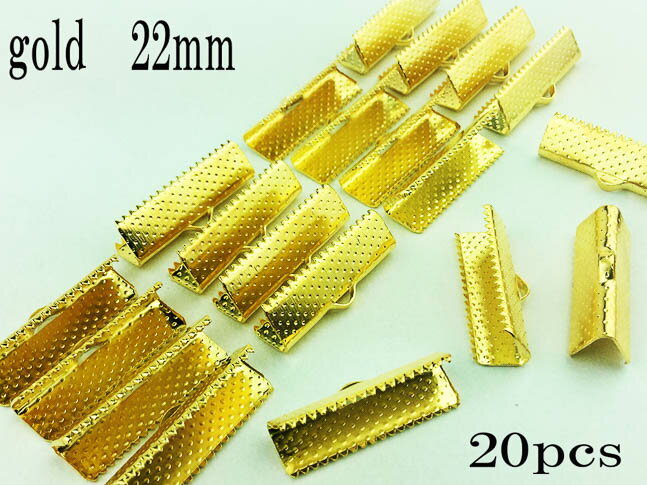 紐止め金具　ワニ口　20個　ゴール