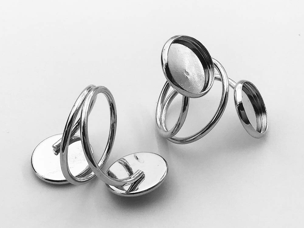 リングパーツ　指輪　パーツ　ミール皿　台座　2連　シルバー　20個　リングパーツ　アクセサリー金具　手芸材料　アクセサリーパーツ　AP1020