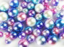 【本日まとめ買い割引クーポン発行中】 穴なしパール ミックス 穴なし パール mix 6mm 8mm 10mm 全円 ミックス オーロラカラー アクセサリーパー...
