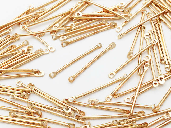 【本日まとめ買い割引クーポン発行中】 メタルスティック　パーツ　25mm　100個　両カン付き　ゴールド　スティックパーツ　ピアスパーツ　イヤリングパーツ　アクセサリーパーツ　ハンドメイドパーツ　AP0491