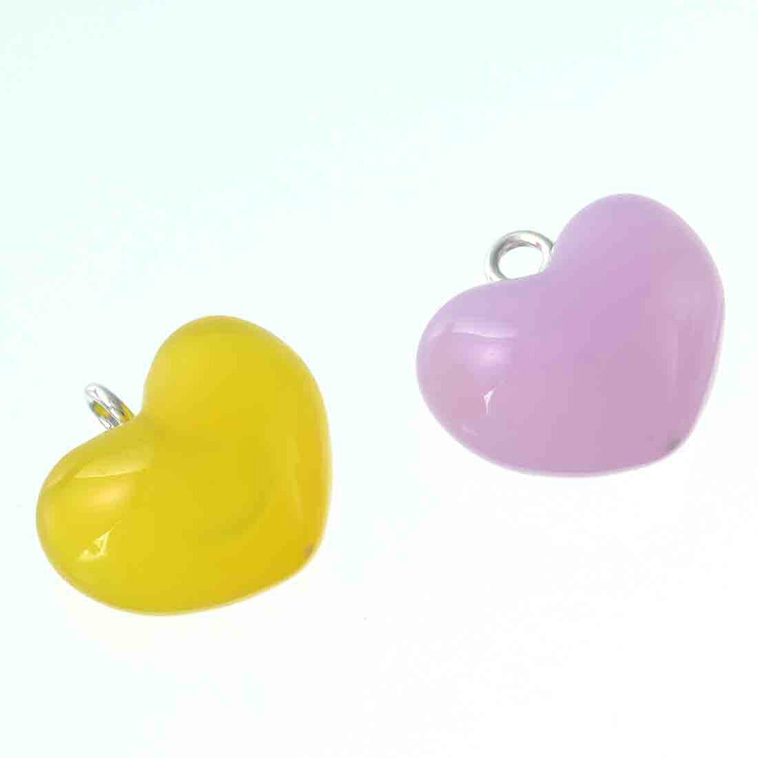 【2点以上まとめ買いで得得】 ハート　チャーム　赤　ピンク他混色　カン付き　20...