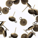 \本日P最大10倍/【当店買い回りで】 ピアスパーツ 丸皿 8mm ふち有り 台座 カン付き アンティークゴールド 20個 ミール皿 ピアス 金具 セッティング台座 土台 ブローチピアス レジン ピアス ハンドメイド アクセサリー パーツ AP2041