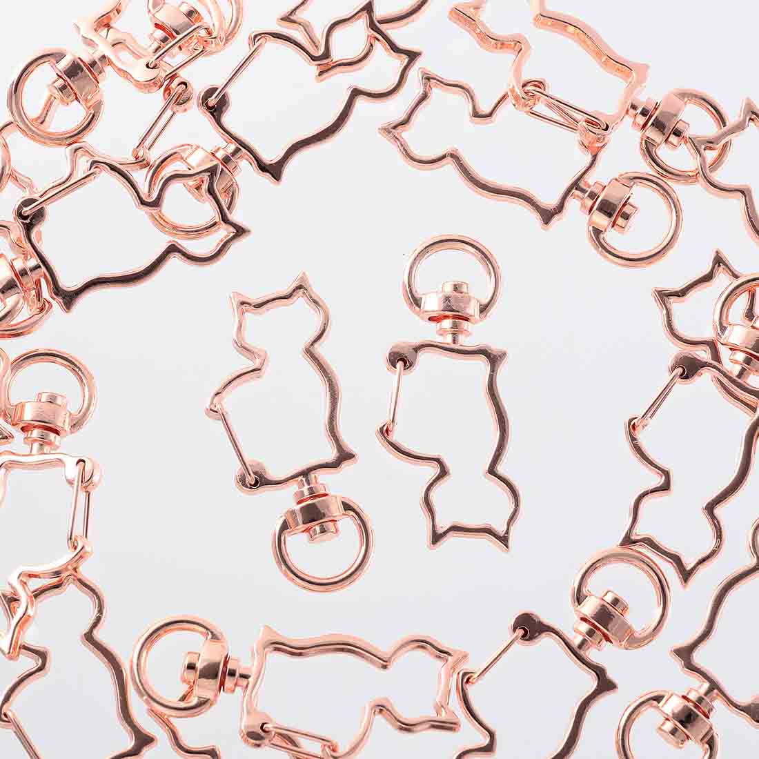 ＼本日ポイント10倍／【まとめ買いがお得】 ナスカン　猫　20個　ねこ　ピンクゴールド　回転カン　パ..