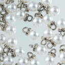 \本日P最大10倍/【当店買い回りで】 パールチャーム プラ製 丸 8mm 40個 ロンデル カン付き ホワイト シルバー チャーム ピアス イヤリング ネックレス ブレスレット 華やか 上品 ハンドメイド 手芸 アクセサリー パーツ AP2390