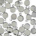 \本日P最大10倍/【当店買い回りで】 ミール皿 丸 8mm シルバー 小さめ まる 40個 セット カン付き ふち有 台座 アクセサリー パーツ 金具 ハンドメイド AP2766