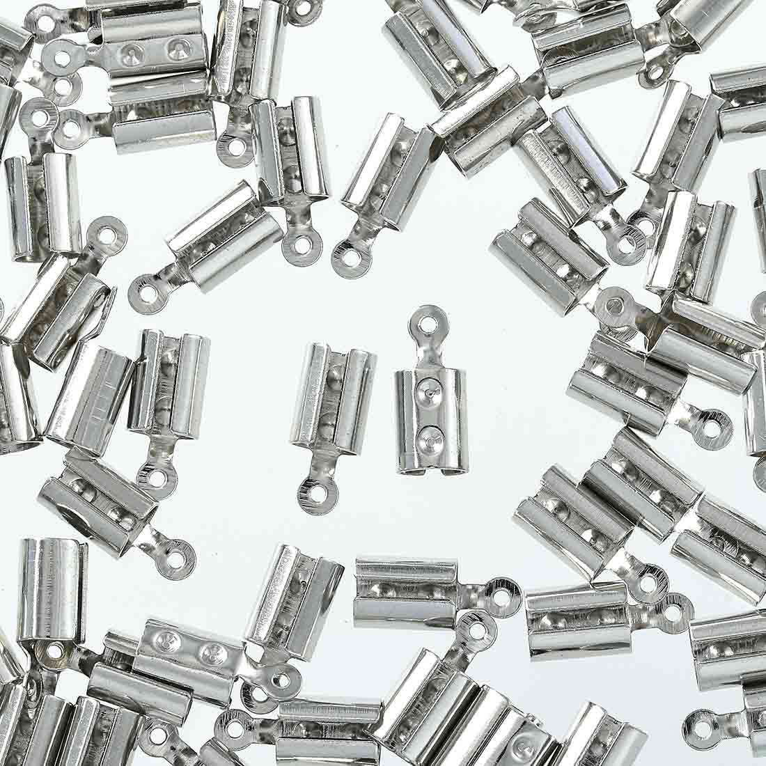 紐留め カシメ 金具 シルバー 5mm 筒形 100個 ヒモ留め 紐止め エンドパーツ アクセサリー ハンドメイド AP2855