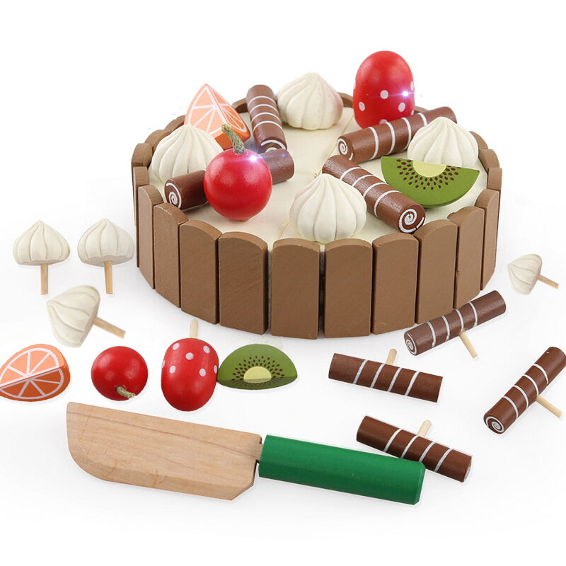 チョコレートケーキ 木のおもちゃ 木製 ケーキ カッティング 包丁 ナイフ チョコレート チョコタルト ケーキ屋さん おままごと おもちゃ 玩具