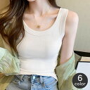 【楽天スーパーセール】タンク レディース レディース Uネック リブ ノースリーブ 無地 単色 シンプル おしゃれ かわいい フィット 着回し 重ね着 カジュアル デイリー 定番 普段使い 女性用 婦人服(4)