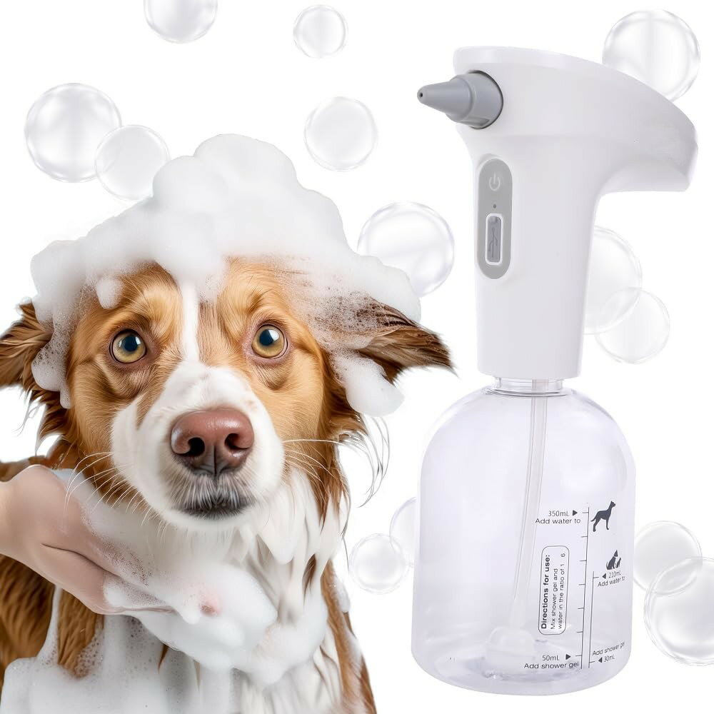 犬 シャンプー 泡立て器 ペット お風呂 ペット用 ソープディスペンサー 500ml USB充電 1800mAh