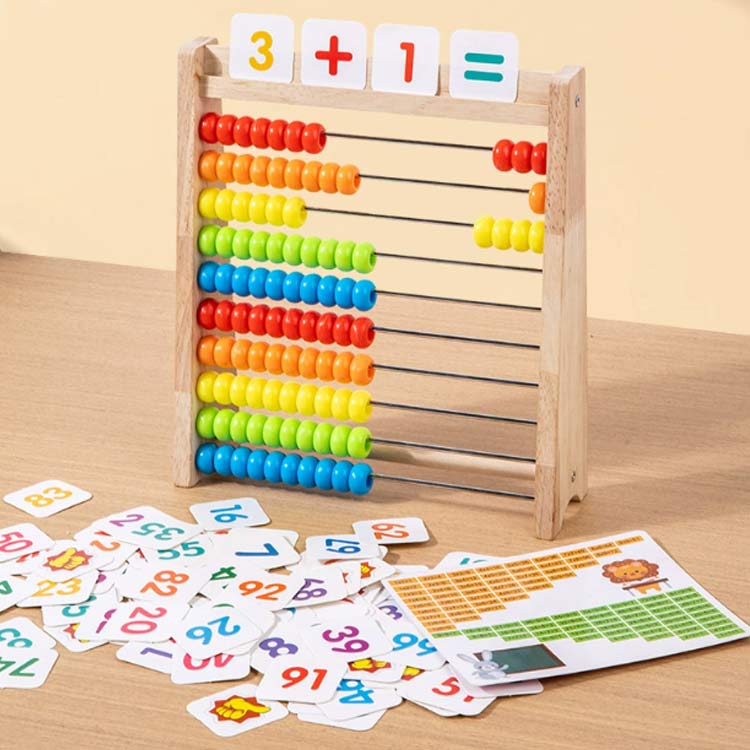 木のおもちゃ 【100玉そろばん＋数字カード+100本数え棒】100 そろばん 数 【100玉そろばん＋数字カード+100本数え棒】100 おもちゃ 幼児 百玉 木製 知育 オモチャ 算数 四歳 五歳 女の子 男の子 知育玩具 100玉そろばん 子ども こども 子供 小学生 クリスマス 2