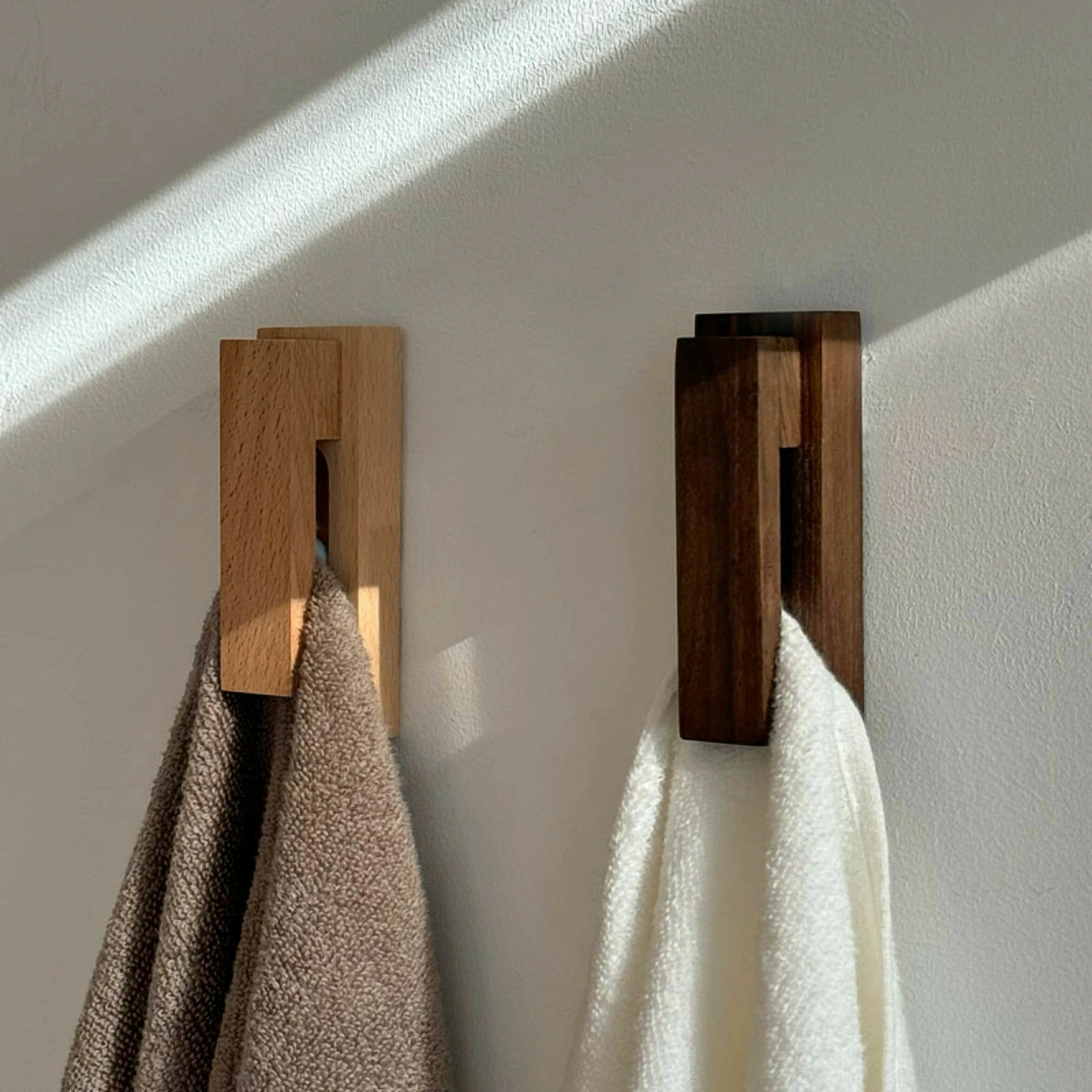 高級木材 タオルフック 無穴取り付け 天然木 壁掛け バスルーム 浴室 服掛け 無痕 クリエイティブ ノン..