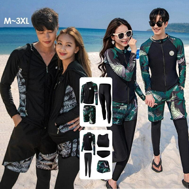 ラッシュガード ペア カップル 長袖 ペアルック 水着 レディース 上下 セット メンズ ウェットスーツ ..