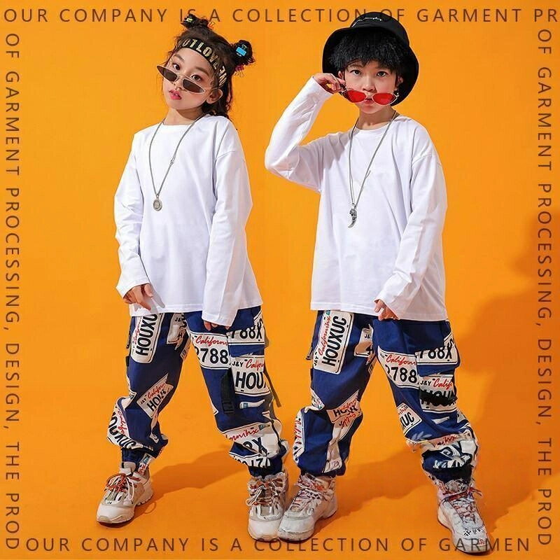 キッズダンス衣装 ヒップホップ セットアップ HIPHOP 長袖 シャン 花柄 パンツ ズボン 男の子 女の子 ..