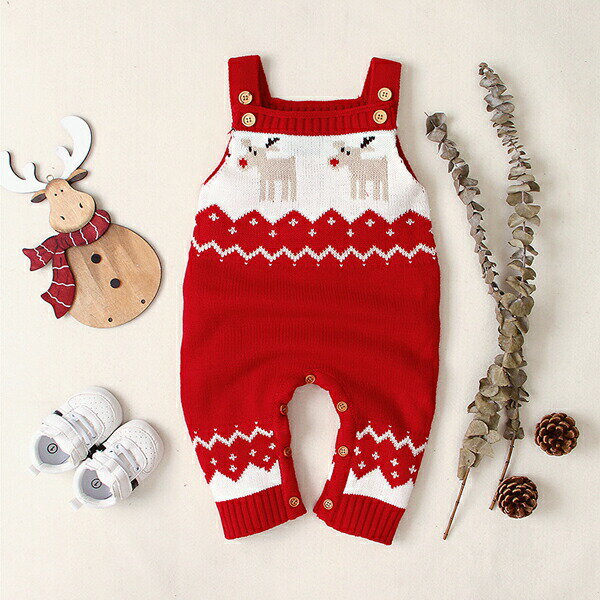 楽天博隆商事【大人気商品】ベビー ニットロンパース サンタクロース サンタ服 ベビー服 クリスマス コスチューム 着ぐるみ サンタコスチューム 子供服 秋冬 女の子 男の子 コスプレ 普段着 記念撮影用 年賀状用 ベビーオールインワン サロベット 新生児 赤ちゃん