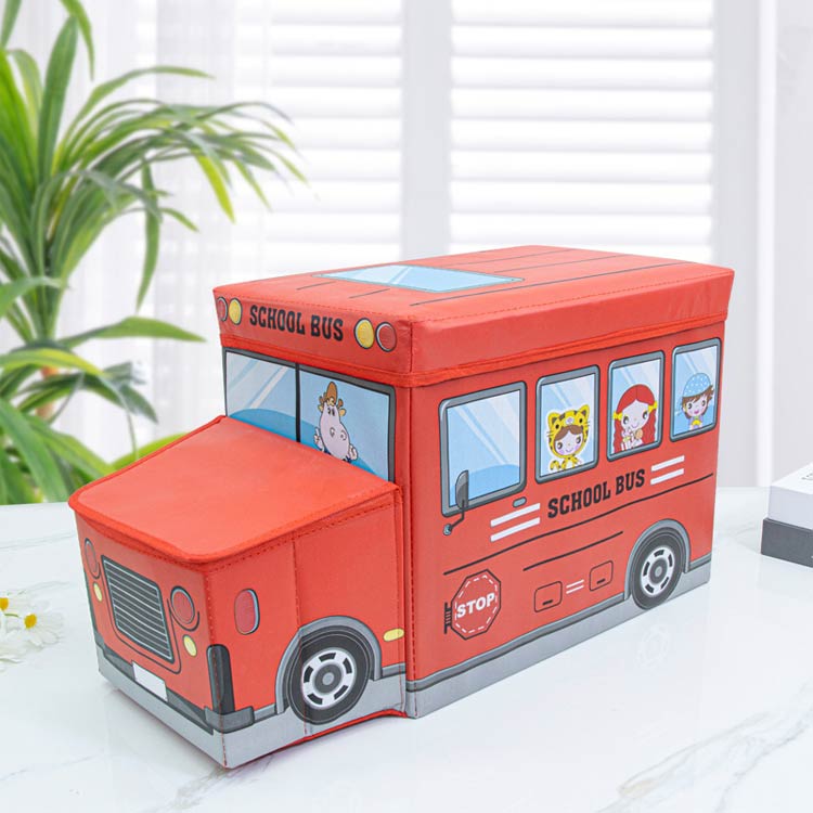 ボックス 収納ボックス かわいい収納 収納スツール キャラクター スツール 車 ふた付き おもちゃ 箱 子供 おもちゃ箱 バス 乗り物 玩具 お片付け おかたづけ 蓋付き 座れる フタ付き 折りたたみ 座れる収納 [2]