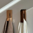 【木製】タオルフック 粘着式 穴なし バスルーム・トイレ収納 強力接着で壁傷つけず 無印風・北欧風 おしゃれインテリア 防カビ仕様