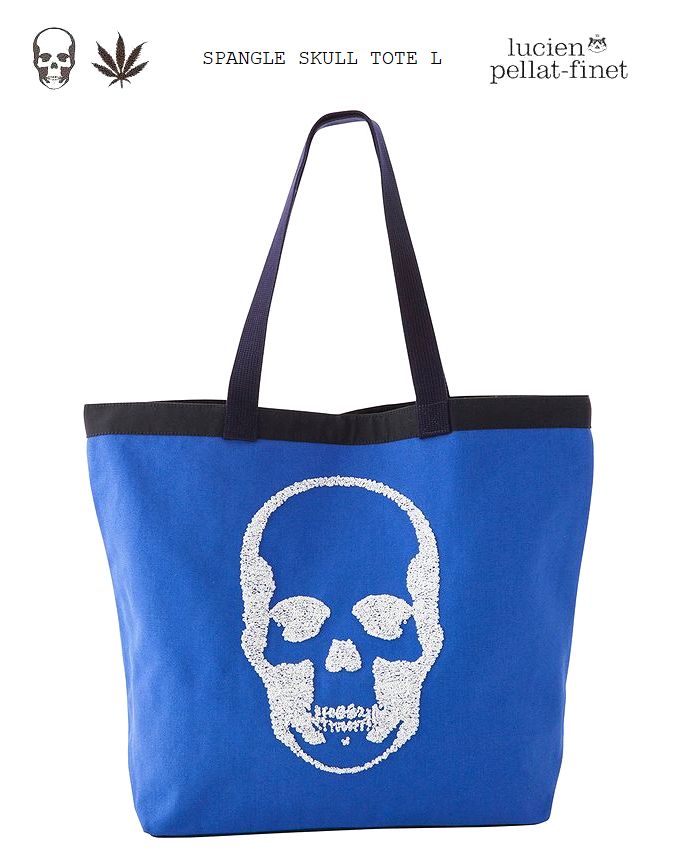 ルシアンぺラフィネ スカル トートバッグ スパンコール刺繍スカルlucien pellat-finet Skull Bagポップな色使いが魅力のトートバッグ ラージサイズシーズンクリアランス