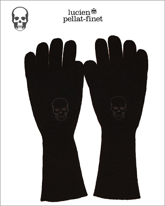 【ルシアン・ペラフィネ”スカル・カシミヤウール手袋/女性用】【Skull-Globe”Black】 1