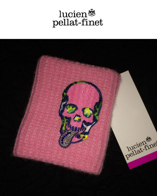 【lucien pellat-finet”skull/cashmere”wrist-band/Pink】【ルシアンペラフィネ”カシミヤ.リストバンド】