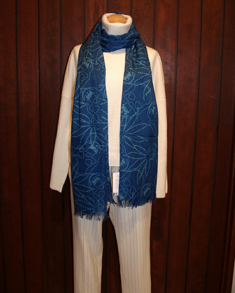 【ルシアンペラフィネ”カシミヤストール】【lucien pellat-finet”Skull＆Leaf-Cashmere Scarf/Kite】