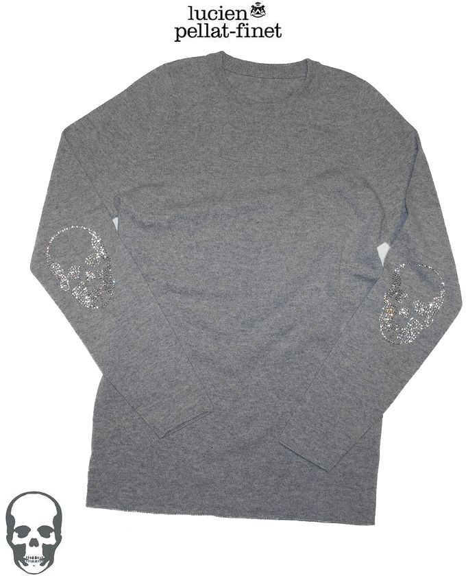 ルシアンペラフィネ スカル スワロフスキークリスタル カシミヤ100％ニット グレーlucien pellat-finet Skull Cashmere.Knit