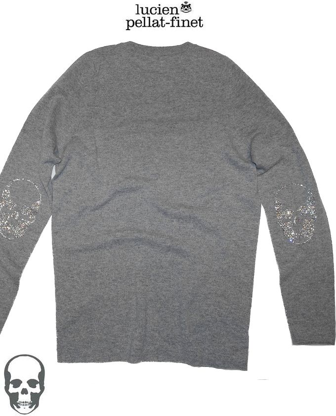 ルシアンペラフィネ スカル スワロフスキークリスタル カシミヤ100％ニット グレーlucien pellat-finet Skull Cashmere.Knit