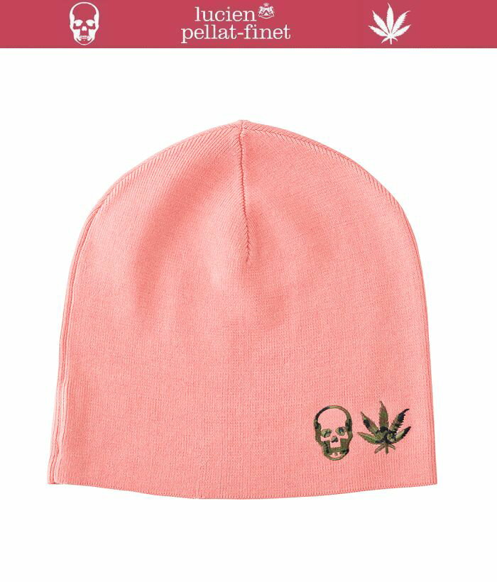 ルシアンぺラフィネ　カシミヤコットン　ニットキャップ　スカル＆リーフLucienPellat-finet　Skull-Leaf.Cap/Parasol