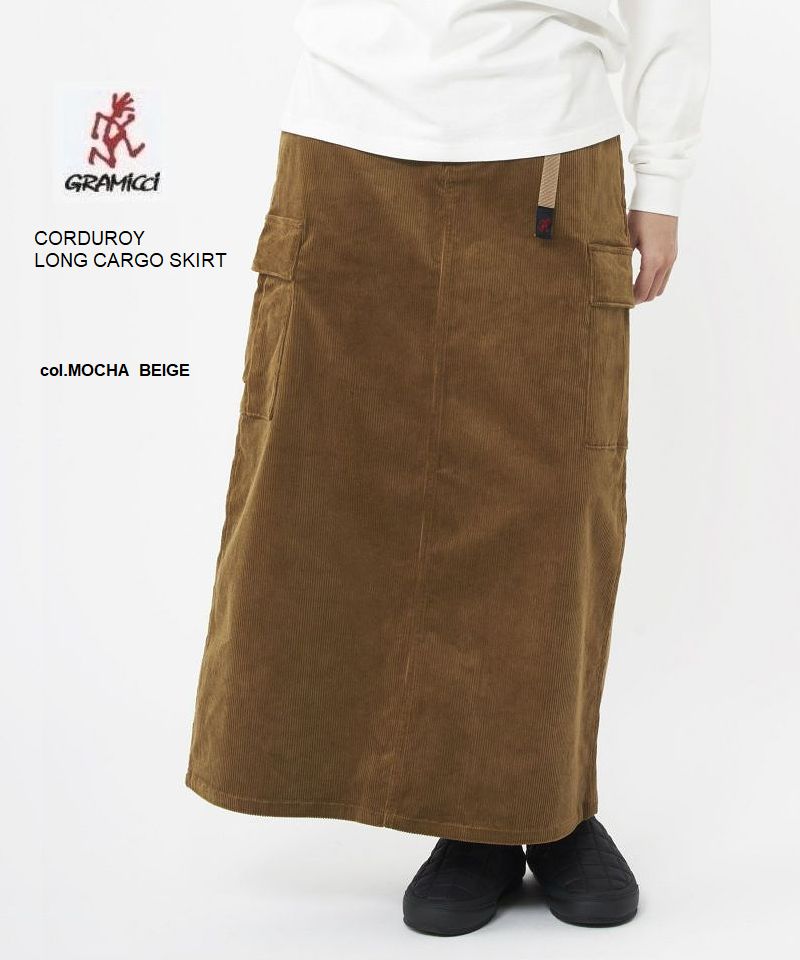 グラミチ 2023-2024秋冬新作　GRAMICCI　グラミチ　ウィメンズ　コーデュロイ　ロング　カーゴ　スカート　W'S 　CORDUROY LONG CARGO SKIRT　女性用　レディース　国内正規取り扱い　アウトドア　アメリカ