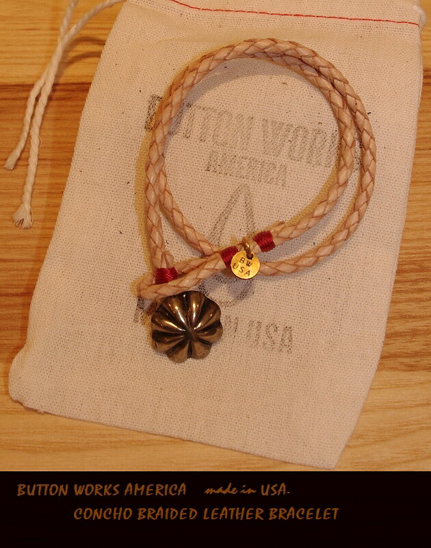 ButtonWorksAmerica【♯Concho-BraidedBracelet tan】【ボタンワークス コンチョ編み込みブレスレット/..