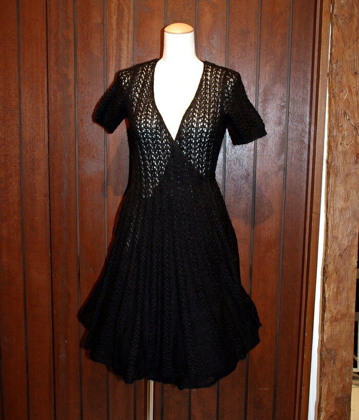 【MANOUSH”MOHAIR ONE-PIECE】【マヌーシュ”ペチコート付きモヘアワンピース”ブラック】