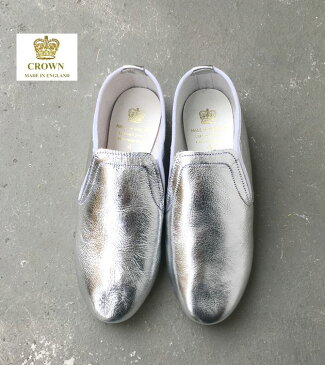 【全品P2倍】CROWN ELASTIC JAZZ.SHOES SILVER英国製ローファージャズシューズ クラウン