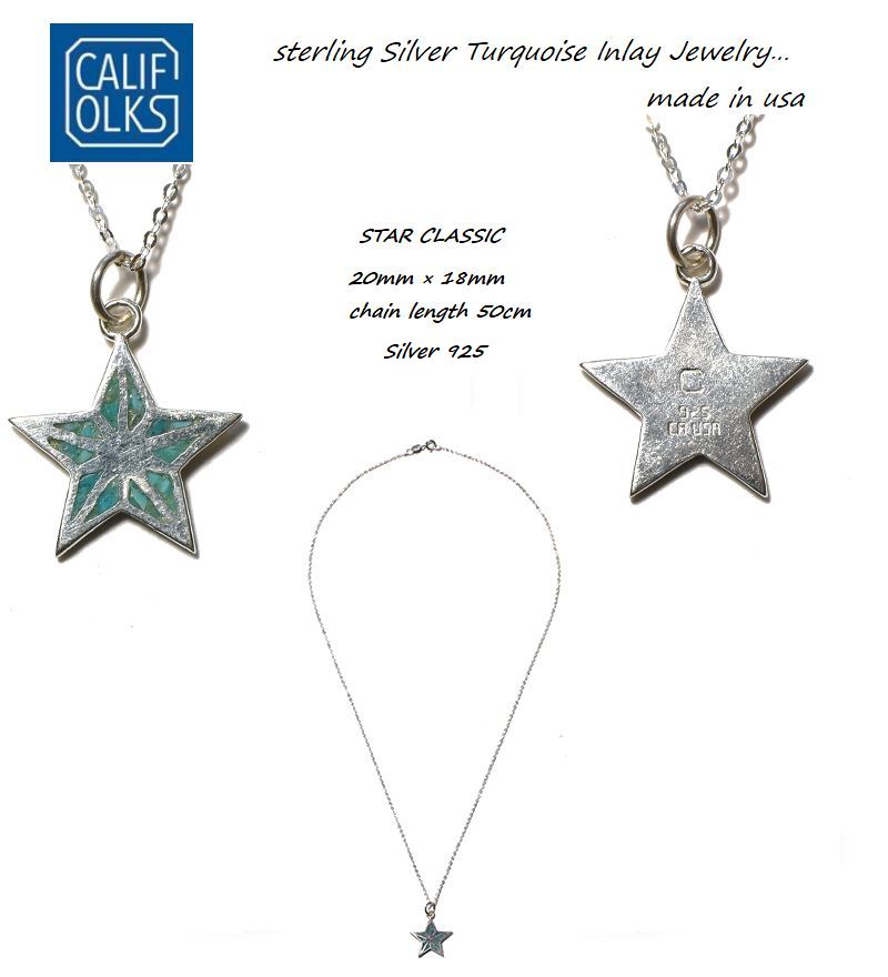 ターコイズネックレス（レディース） CALIFOLKS　カリフォークス　スター　クラシック　インレイ　ターコイズ　ネックレス　シルバー925Star classic Inlay Turquoise Necklace　カリフォルニア　LA発　アメリカ製　メイドインUSA