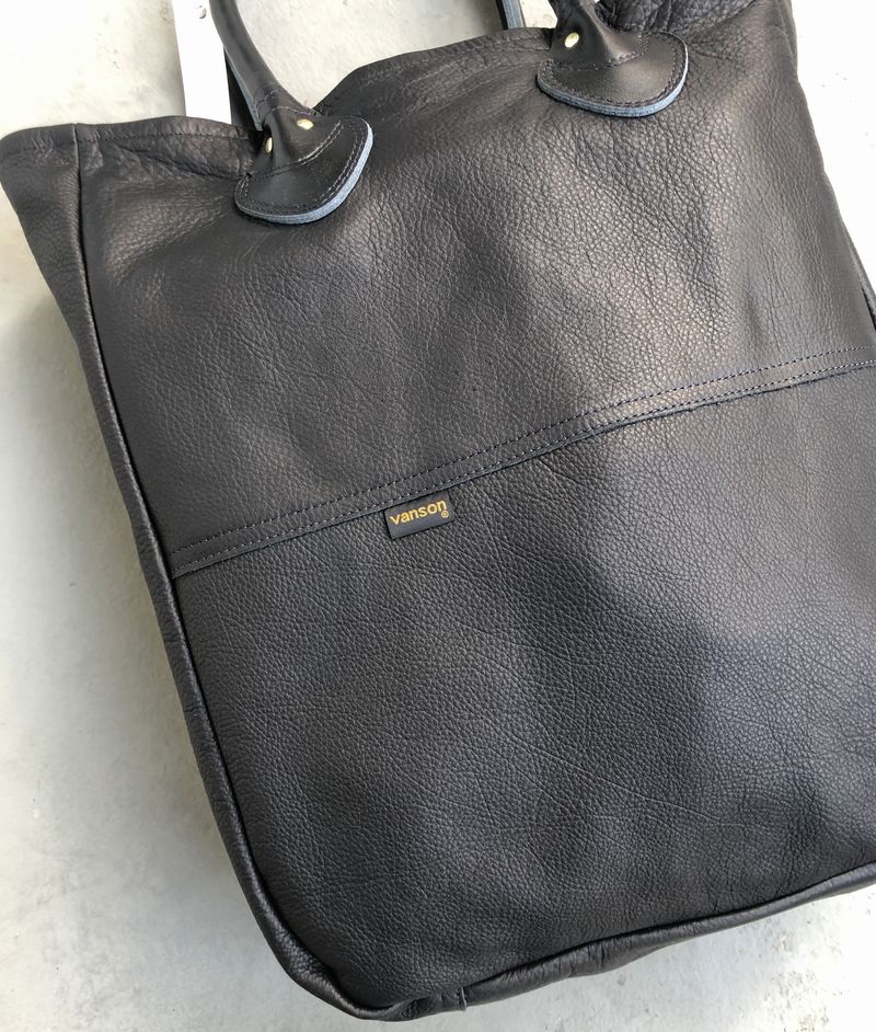 VANSON　バンソン　レザー　トートバッグ　ロングハンドル　ブラック　裏地付　牛革　アメリカ製vanson leathers　made in usa　BLACK