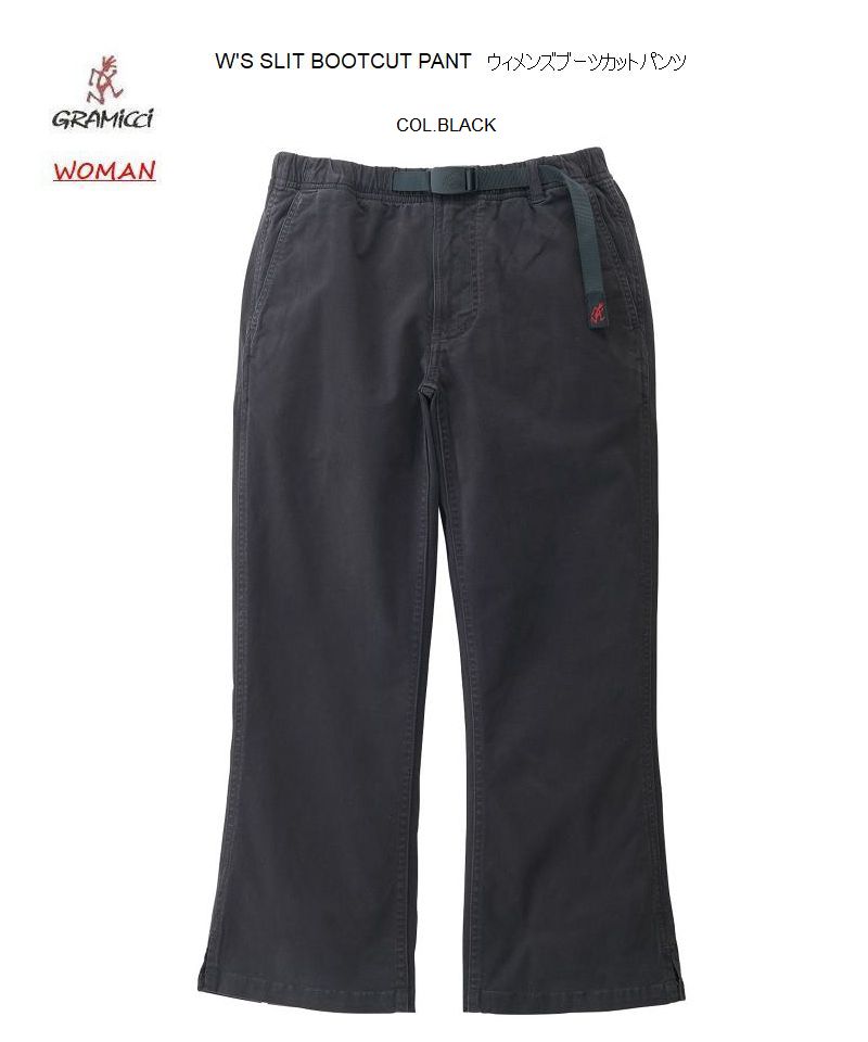2023-2024秋冬新作 GRAMICCI グラミチ ウィメンズ スリット ブーツカット パンツ ブラック W'S SLIT BOOTCUT PANT 女性用...