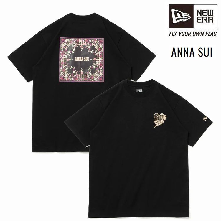 ニューエラ NEW ERA ANNA SUI アナ スイ ブラック レギュラーフィット 半袖 Tシャツ ブラック レギュラーフィット 限定モデル 在庫限り 14124677 世界的ウィメンズブランドANNA SUIとのコラボコレクション ユニセックス