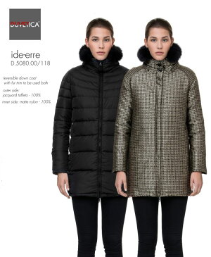 シーズンクリアランスDUVETICA IDE-ERRE BlackFox.Furデュベティカ イデ・エレ ジャカード ダウンジャケット フォックスファー付きレディス リバーシブル 女性用 秋冬 イタリア