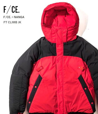 シーズンクリアランス　秋冬　FCE エフシーイー　ナンガ Wネーム 日本製 クライミング　ダウンジャケット　レッド　ブラックF/CE FT CLIMB JACKET フィクチュール　ミリタリー　ヨーロッパ産ダウン