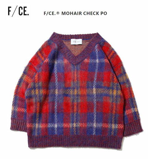 秋冬 F/CE エフシーイー モヘア チェック プルオーバー ニット セーター レディス 女性用 レッド 秋冬 F/CE エフシーイー モヘア チェック プルオーバー ニット セーター レディス 女性用 レッド