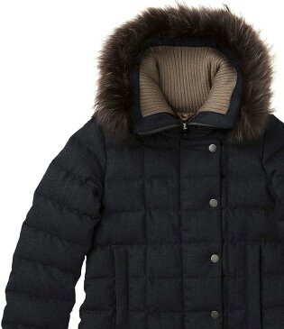 DUVETICA ESTELE Grey.Racoon.Fur col.177000デュベティカ ダウンジャケット グレーラクーンファー付 ネイビーフランネルウール