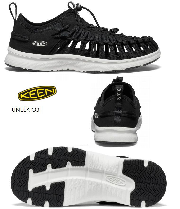 KEEN　キーン　ユニーク　オースリー　UNEEK O3　Black/StarWhite　2本の紐とソールから作られた22世紀のシューズ　キーン正規取り扱い　スニーカー　サンダル　アウトドア　キャンプ　アメリカ　メンズ　1028673