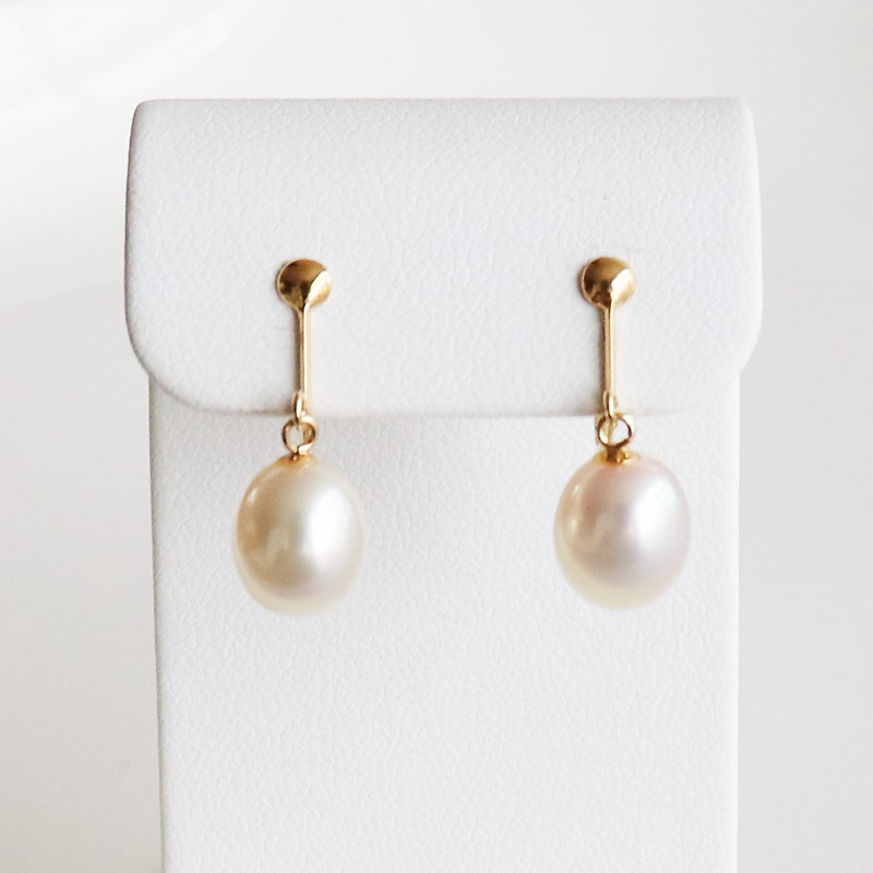 淡水真珠 イヤリング ホワイトピンク K18YG パールイヤリング