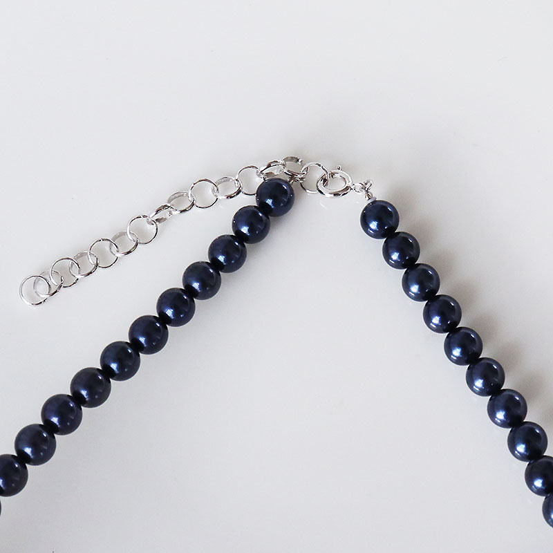 あこや真珠 ネックレス ネイビーブラック 6.0-6.5mm シルバー 42cm+6cmアジャスター パールネックレス アコヤパール Akoya
