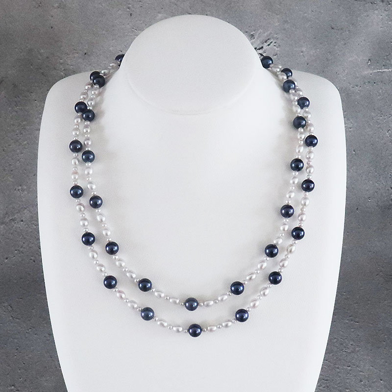 Rakuten - あこや真珠 淡水真珠 ロングネックレス 89cm パールネックレス アコヤパール Akoya