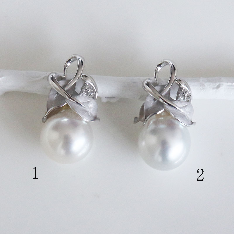 白蝶真珠 ダイヤ ペンダントトップ ホワイト 13.5mm オーバル K14WG パールペンダント 南洋真珠