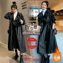 ライダースジャケット レディース レザージャケット 革ジャン PUレザー 折り襟 皮コート バイクウェア ロング丈 カジュアル ブラック カッコイイ(4)